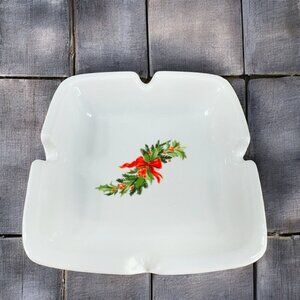 Vintage Haeger Christmas Holly Ashtray Holiday Christmas Heritage Tray Dish VTG